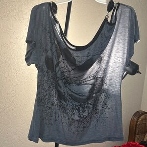Elegant Charcoal Women's Short Sleeve Top